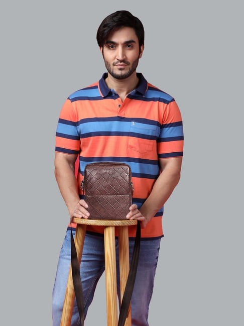 SASSORA ROSA Brown Leather Textured Small Cross Body Bag-picture-12