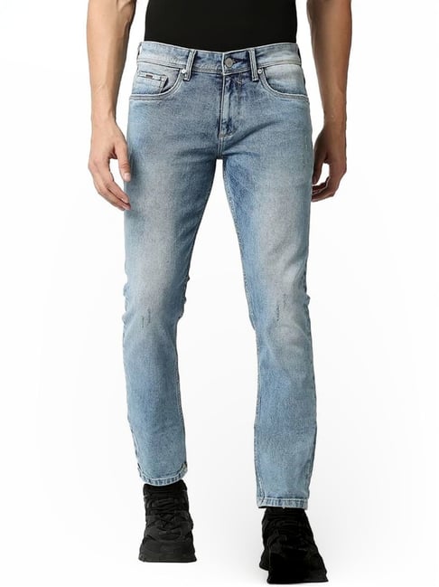 Basics Blue Skinny Fit Distressed Distressed Jeans-picture-19