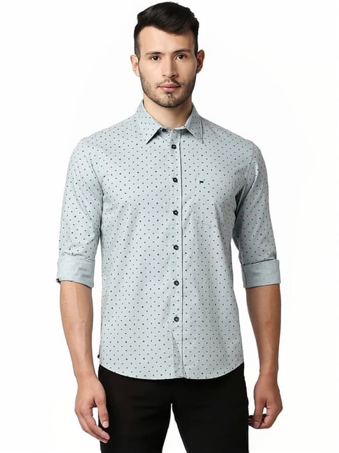 Basics Grey Slim Fit Printed Shirt-picture-42