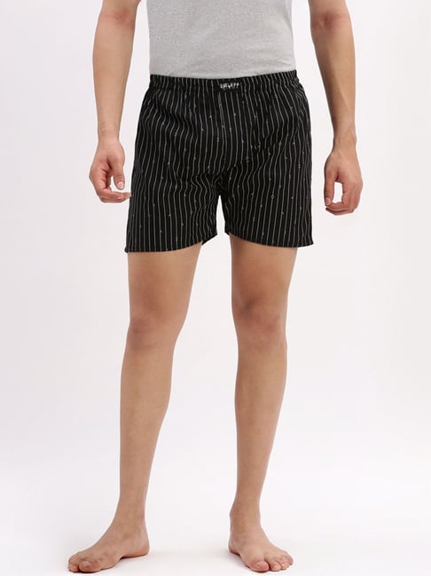 Showoff Black Slim Fit Striped Boxer