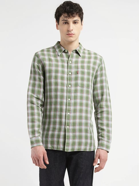 Levi's Green Slim Fit Checks Shirt