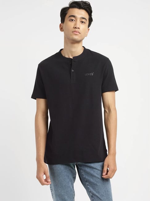 Buy Levi s Black Slim Fit Henley T Shirt for Mens Online Tata CLiQ