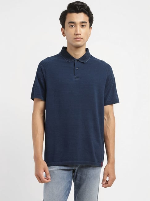Levi's Blue Slim Fit Logo Printed Polo T-Shirt
