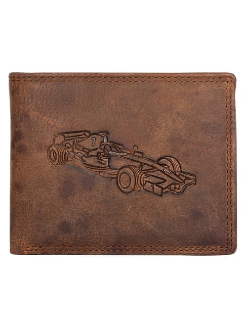 Buy SASSORA ARLO Brown Leather Textured Bi-Fold Wallet at Best