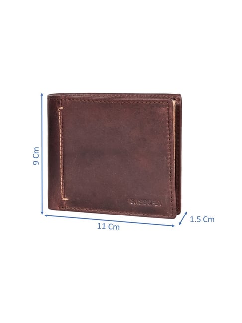 Buy SASSORA MEI Brown Leather RFID Bi-Fold Wallet at Best Price
