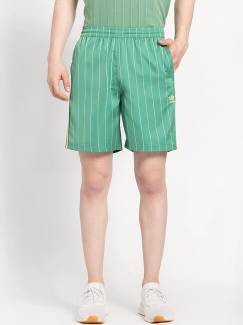 Adidas Originals Green Regular Fit Striped Shorts-picture-30