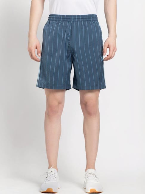 Adidas Originals Blue Regular Fit Striped Shorts-picture-29