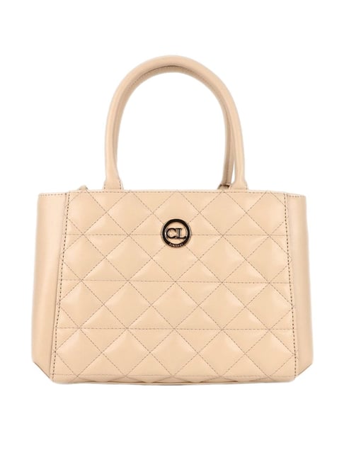 Buy Carlton London Cream Quilted Medium Handbag For Women At Best