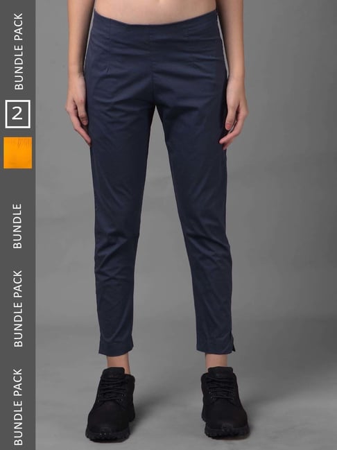 Dollar Missy Grey & Mustard Cotton Pants - Pack Of 2-image-13