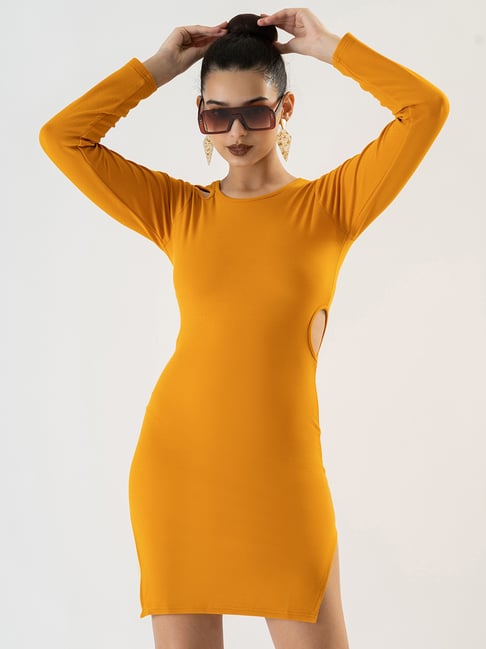 Prettify Yellow Slim Fit Bodycon Dress