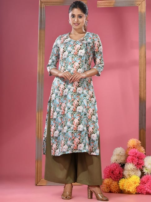 Charukriti Blue Printed Straight Kurta-picture-22
