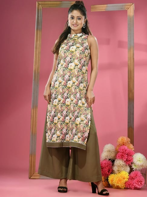 Charukriti Yellow & Green Printed Straight Kurta-picture-17
