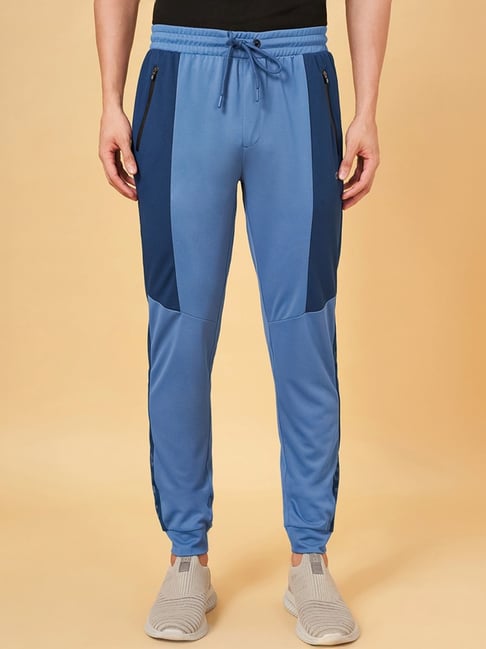 Ajile By Pantaloons Sky Blue Regular Fit Colour Block Joggers