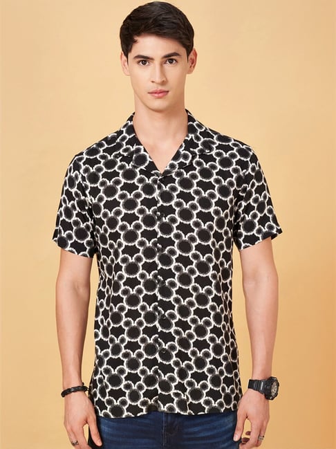 Sf Jeans By Pantaloons Jet Black Slim Fit Printed Shirt-picture-15