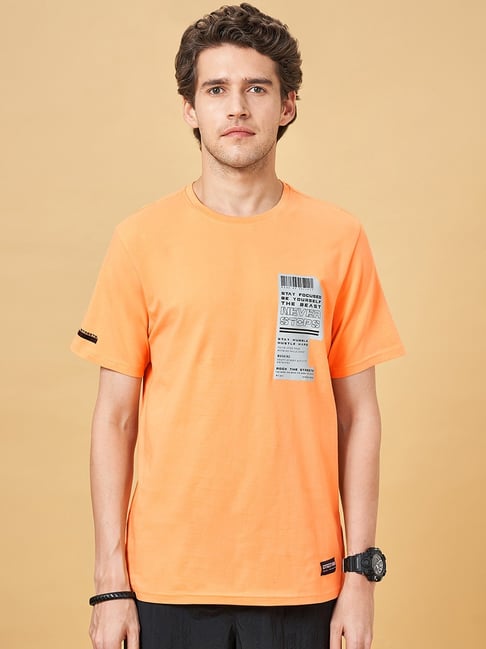Street 808 By Pantaloons Peach Cobbler Regular Fit Printed T-Shirt-image-25