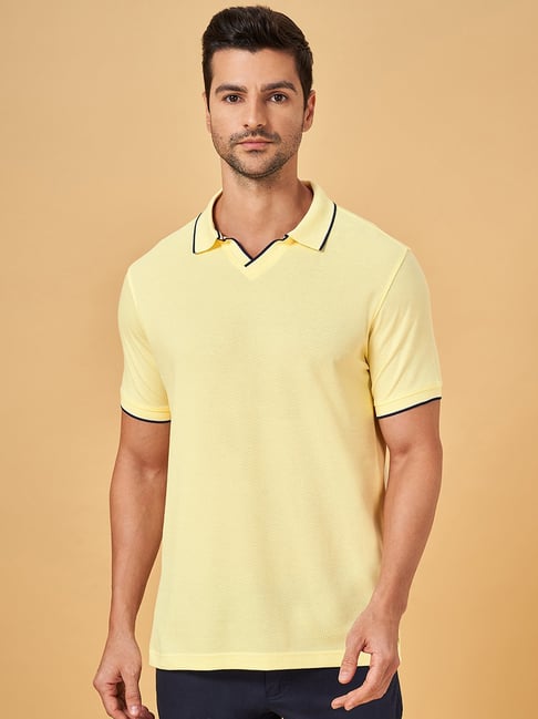 Byford By Pantaloons Yellow Slim Fit Polo T Shirt