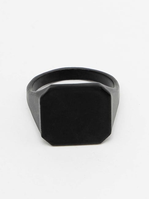 NVR Black Metal Ring for Men