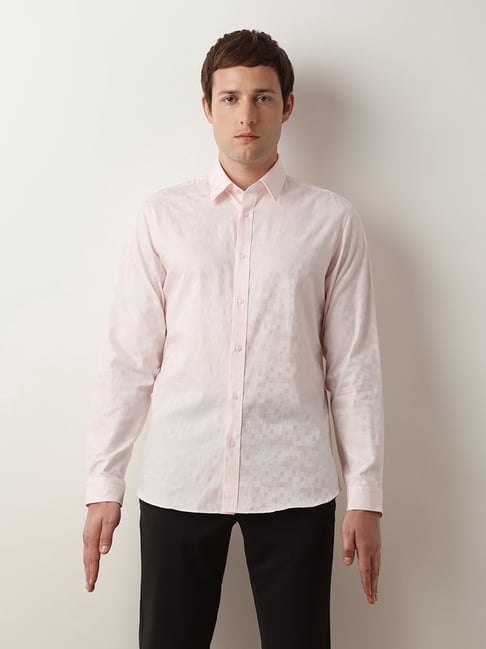 SELECTED HOMME Light Pink Slim Fit Printed Cotton Shirt-picture-44