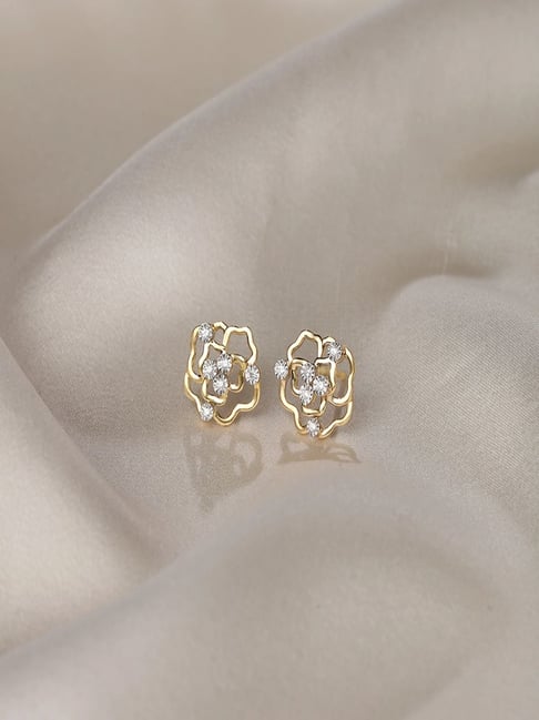 Mia by Tanishq Blooming Radiance 14k Gold Diamond Stud Earrings