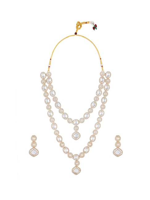 Buy Zaveri Pearls Layered Long Necklace Earring Set for Women