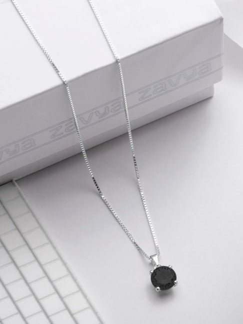 Buy Zavya 925 Silver Rhodium-Plated Pending with Chain for Women