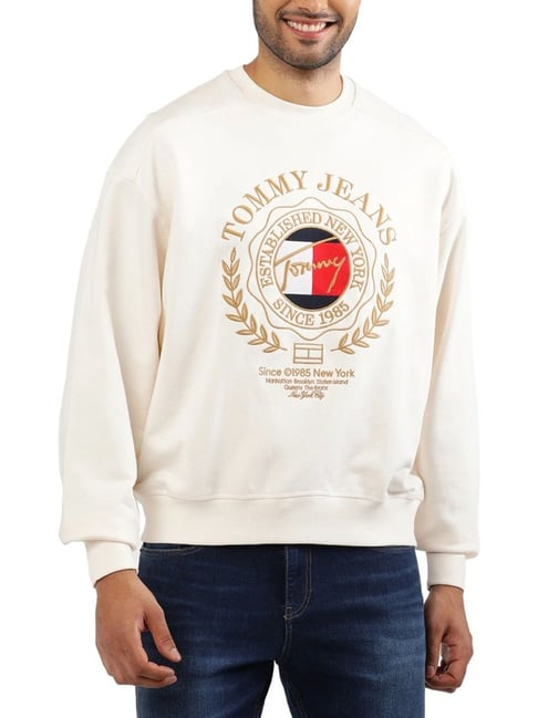 Tommy Hilfiger White Logo Regular Fit Sweatshirt