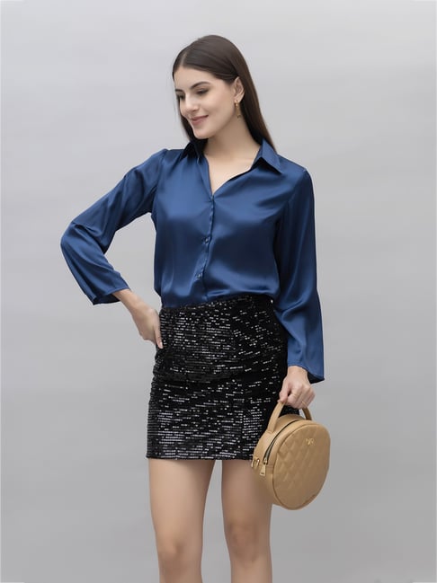 PURYS Navy Regular Fit Shirt-image-2