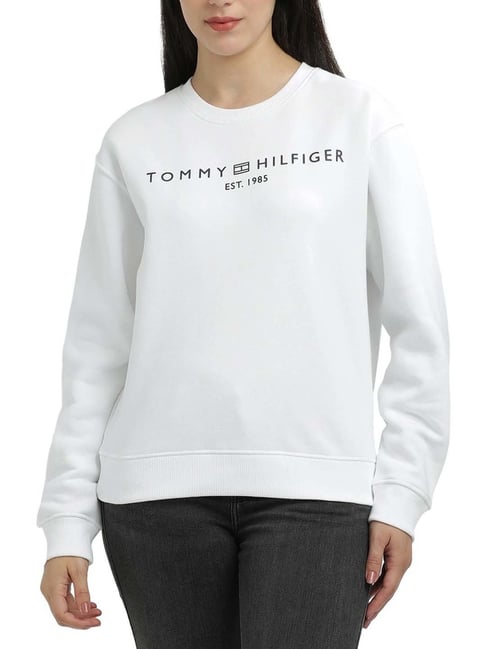 Tommy Hilfiger White Logo Regular Fit Sweatshirt