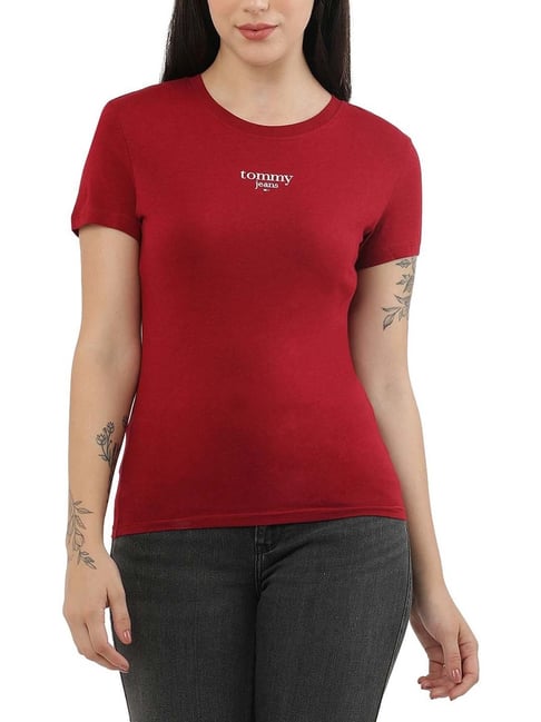 Tommy Hilfiger Red Logo Slim Fit T-Shirt
