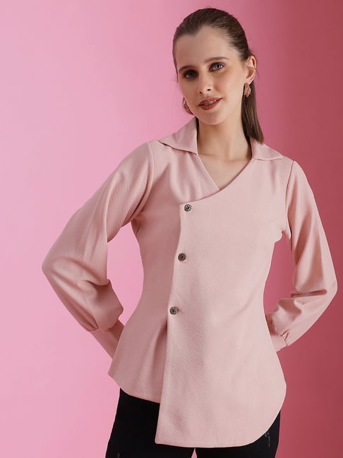SELVIA Light Pink Regular Fit Blazer
