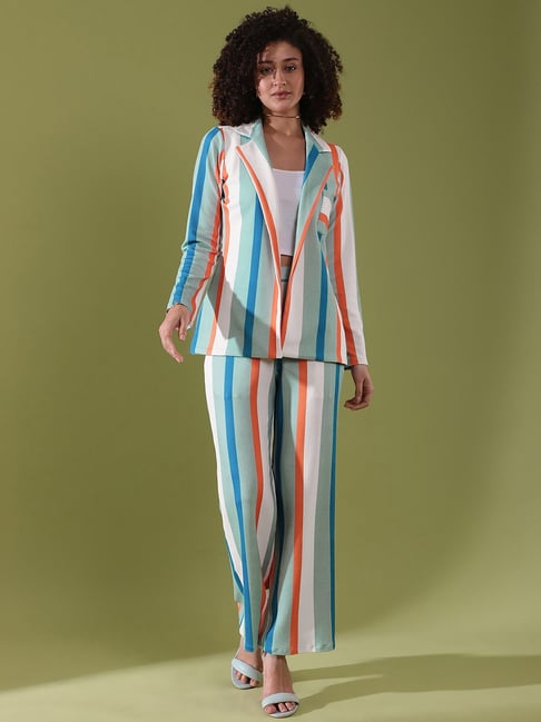 SELVIA Mint Green & White Striped Co-Ord Set-image-13