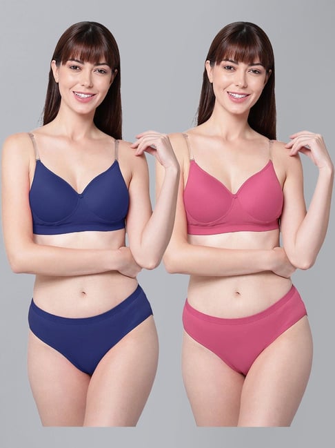AROUSY Blue & Pink Cotton Bra Panty Set - Pack Of 2-picture-29
