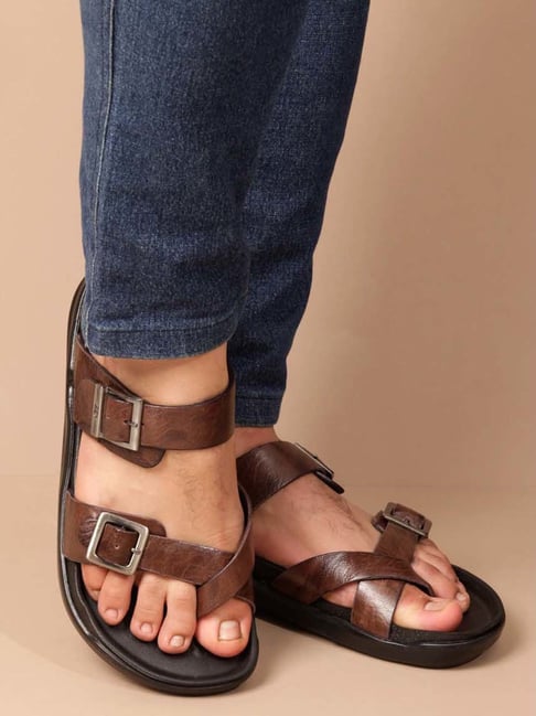 ID Men's Brown Toe Ring Sandals