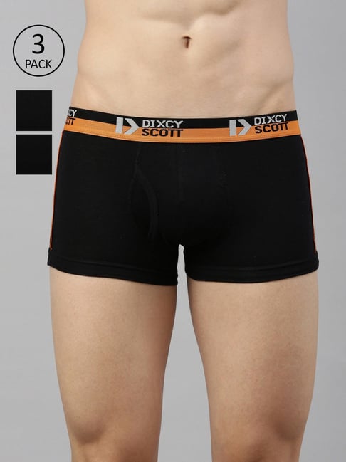 Dixcy Scott Originals Black Cotton Trunks - Pack of 3