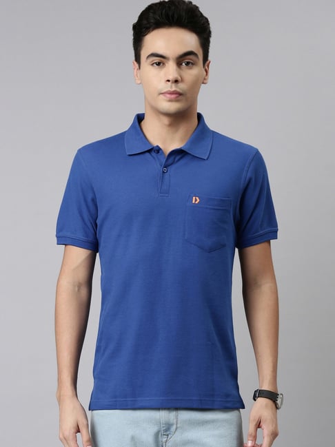DIXCY SCOTT MAXIMUS Royal Blue Regular Fit Polo T-Shirt