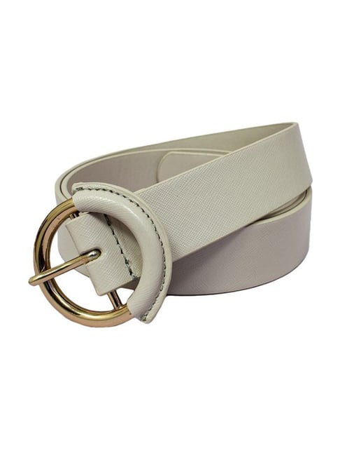 BELWABA Grey Textured Leather Casual Belt for Women