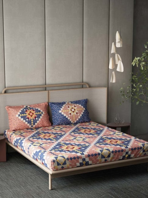 DDECOR Live beautiful Orange 136 TC Cotton King Bed Sheet with Dohar & 2 Pillow Covers-picture-29