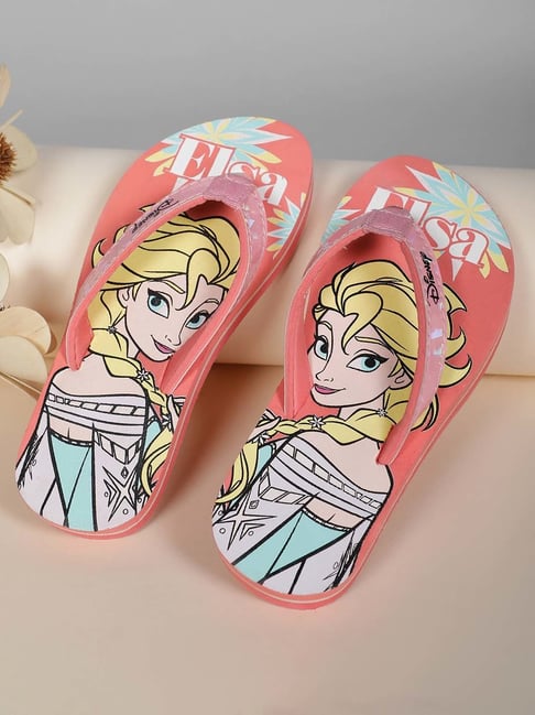 Kidsville Kids Girls Frozen Printed Peach Flip-Flops-image-19