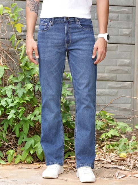 Thomas Scott Indigo Blue Slim Fit Lightly Washed Jeans