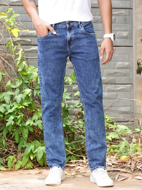 Thomas Scott Blue Slim Fit Lightly Washed Jeans-picture-22