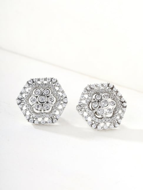 Priyaasi Floral AD Silver Stud Earrings-picture-34