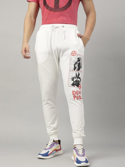 Free Authority Off White Regular Fit Printed Joggers