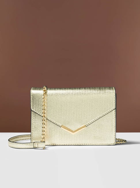 Accessorize London Gold Textured Sling Handbag-picture-36