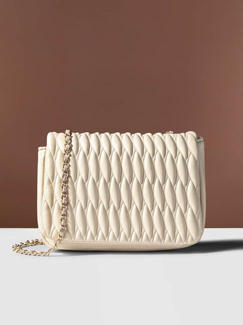 Accessorize London Cream Textured Sling Handbag