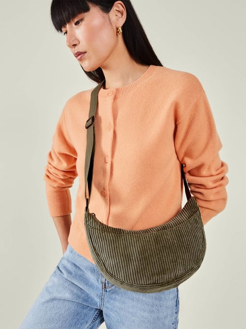 Accessorize London Khaki Solid Sling Handbag-picture-21