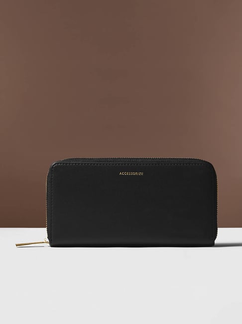 Accessorize London Black Solid Zip Around Wallet For Women-picture-44