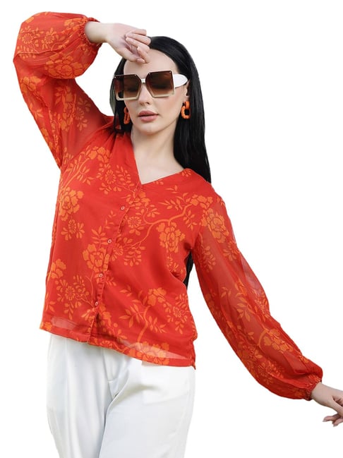 Melon by PlusS Orange Printed Casual Shirt-picture-12