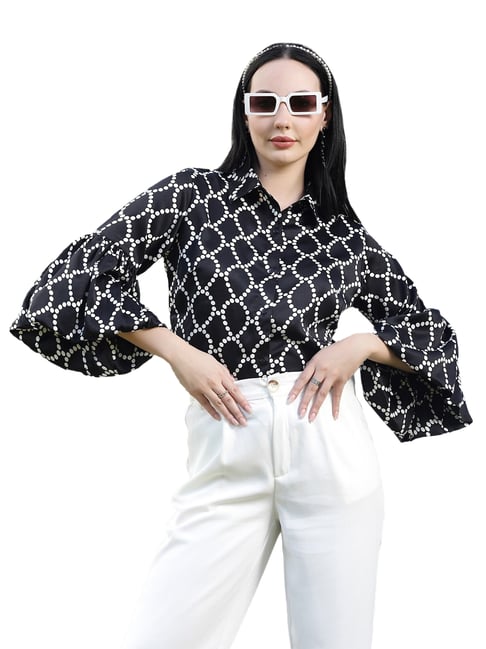 Melon by PlusS Black & White Printed Casual Shirt-picture-17