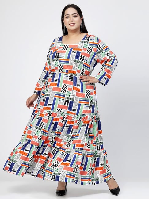 Melon by PlusS Plus Size Multicolor Printed Maxi Dress