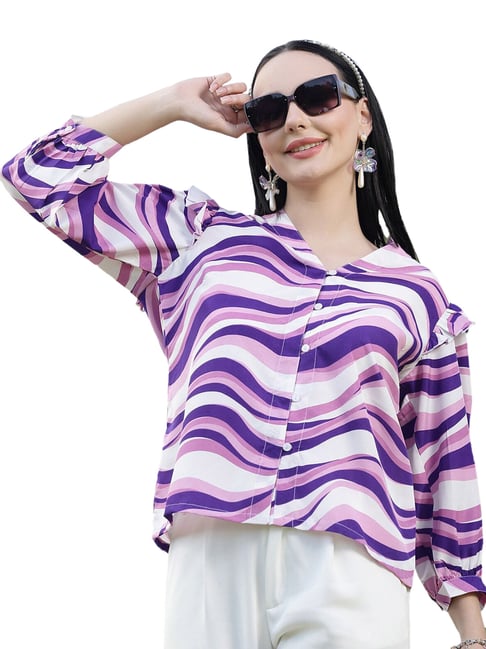 Melon by PlusS Purple & White Printed Top